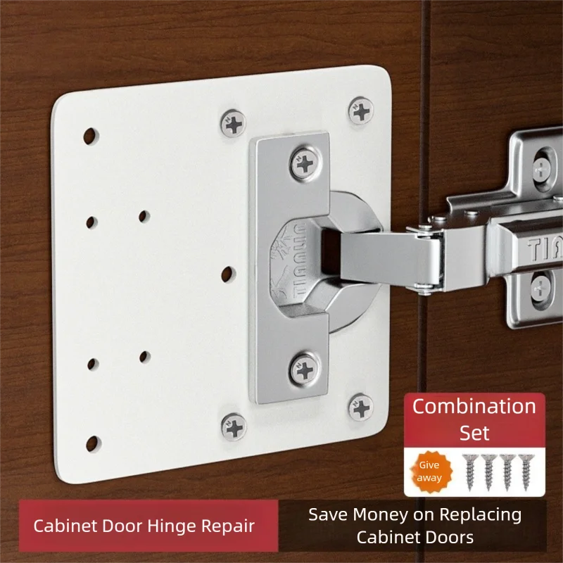 Cabinet Hinge Overlay - Scharnier-Reparaturplatten-Set für Küchenschränke, Montageplatte mit Löchern,