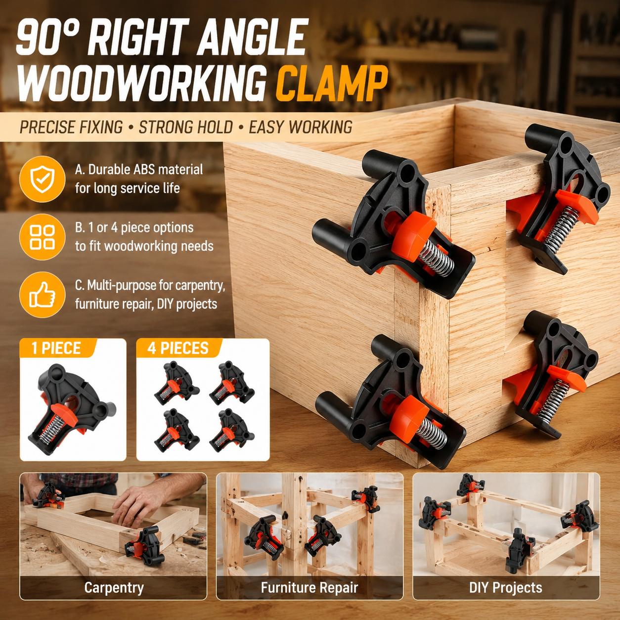Furniture Hardware Photos - Premium Holzbearbeitungs-Winkelspanner-Set (90 Grad) für Schrankmontage,