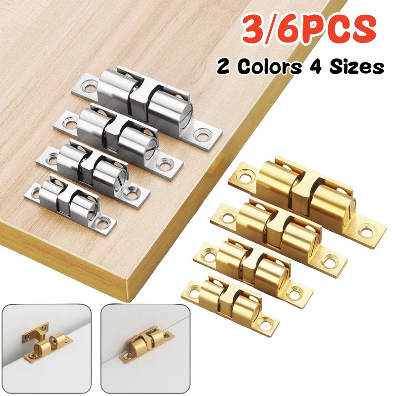 Furniture Hardware Manufacturers - 3/6 Stück Schranktür-Kugelschnäpper, Messing-Doppelrollen-Feder-Kugelschnäpper, Möbeltürschloss, verstellbarer