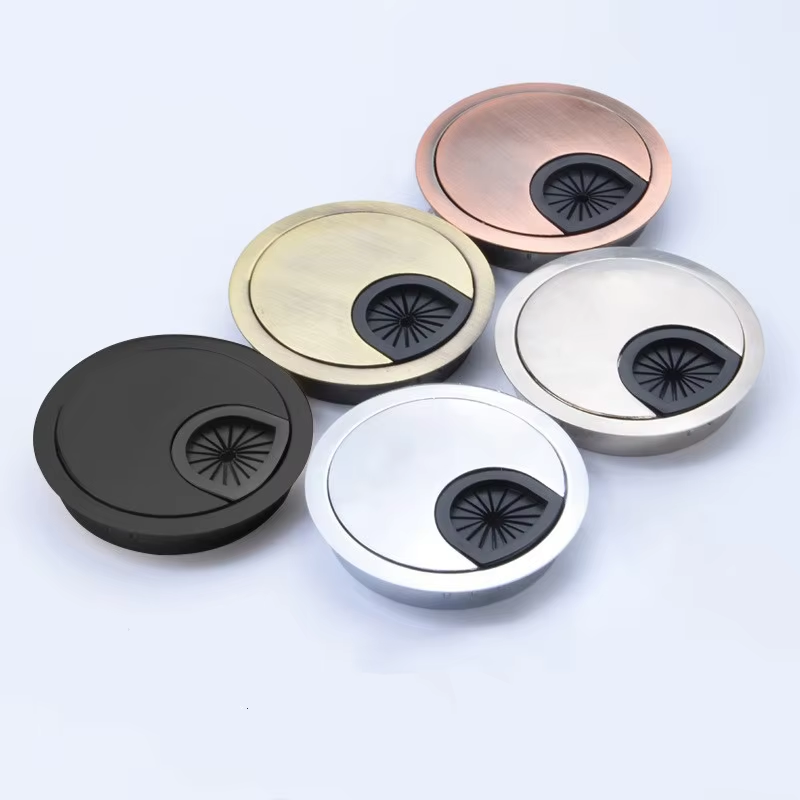 Zinc Furniture Hardware - Zinklegierung Runde Kabelloch-Abdeckplatte 35/50/53/60/80mm Computer-Schreibtisch Kabelauslass
