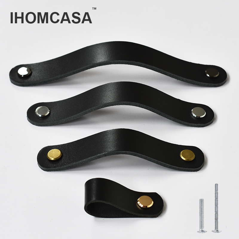 Furniture Hardware Factory - IHOMCASA Schwarze Lederknöpfe, Schrank, Schuhschrank, Rindsleder,
