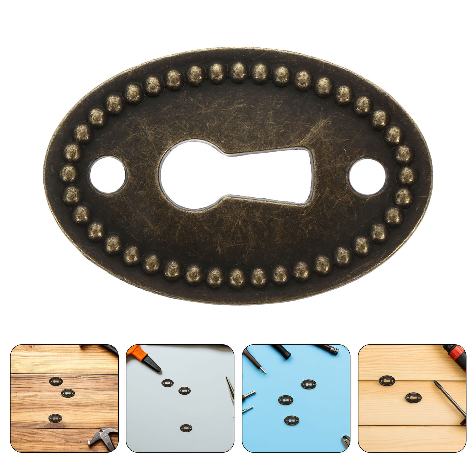 Furniture Hardware Lock - 16 Stück Zinklegierung Vintage Ovale Schlüsselloch-Abdeckungen