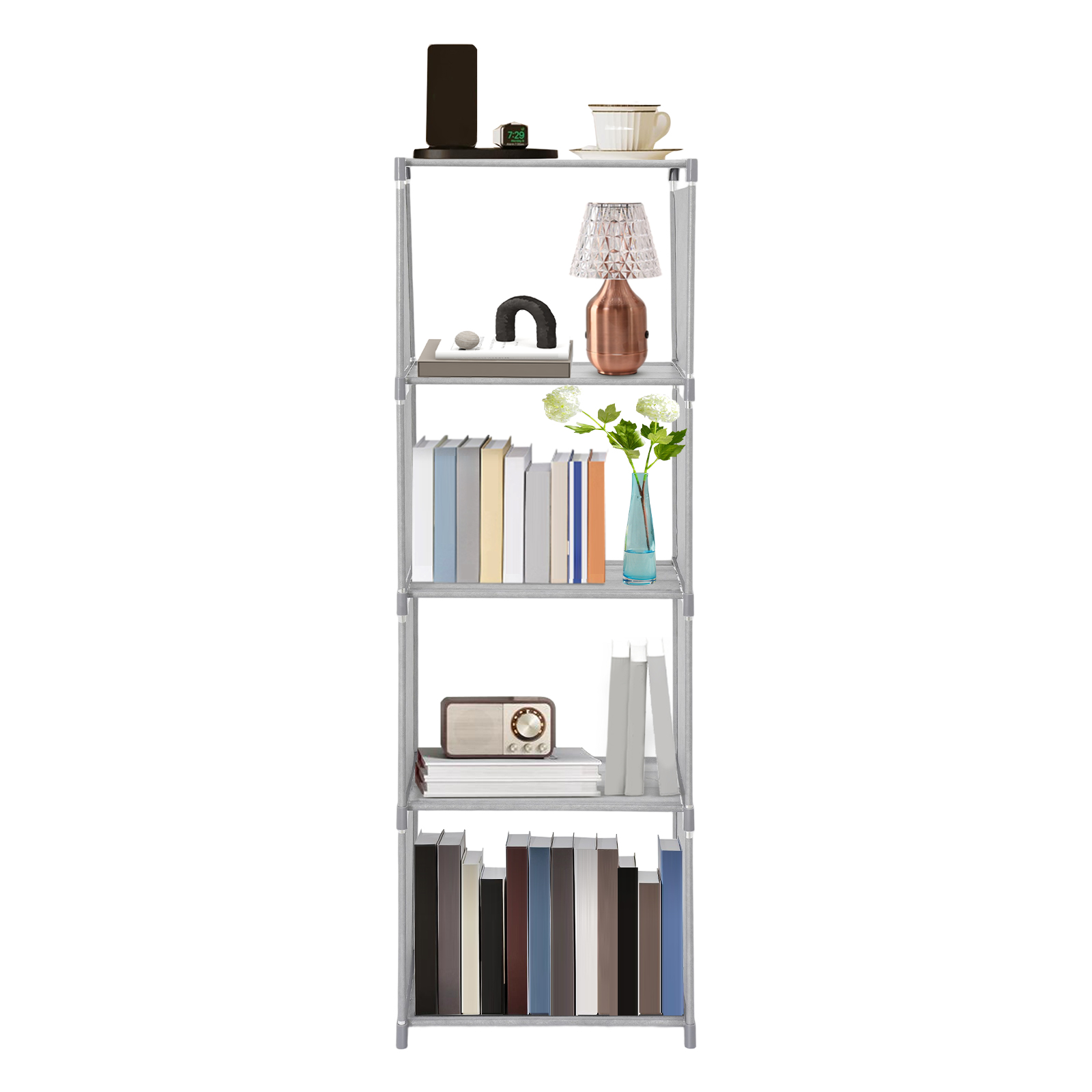 Furniture Hardware Photos - Vertikales offenes Bücherregal, rechteckig, schlanker Platzbedarf,