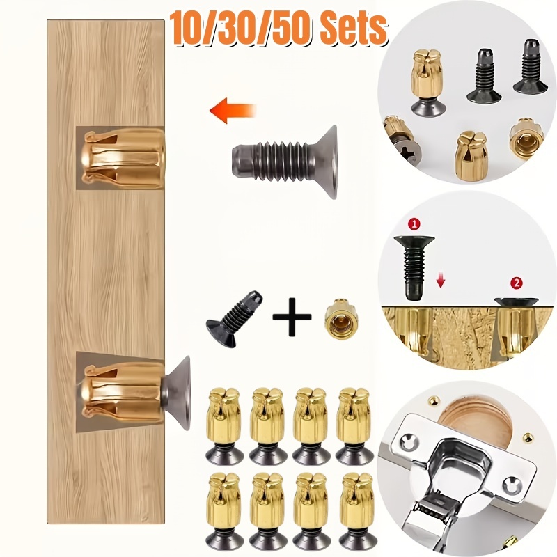 Cabinet Hinge Overlay - 10/30/50 Sets wiederverwendbares Scharnier-Reparatur-Einsatzset, Metallbefestigungseinsätze zur